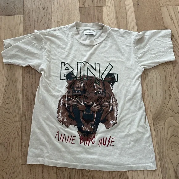 ANINE BING Tiger Graphic Tee in Stone